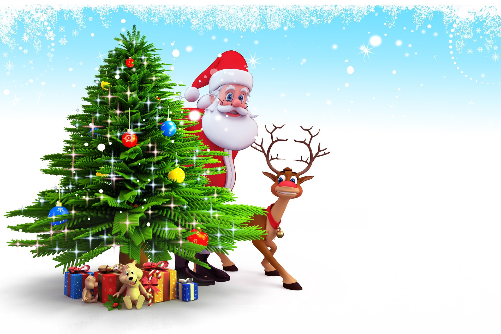 navidad santa claus año nuevo árbol de navidad nieve renos regalos 3d santa claus árbol de navidad