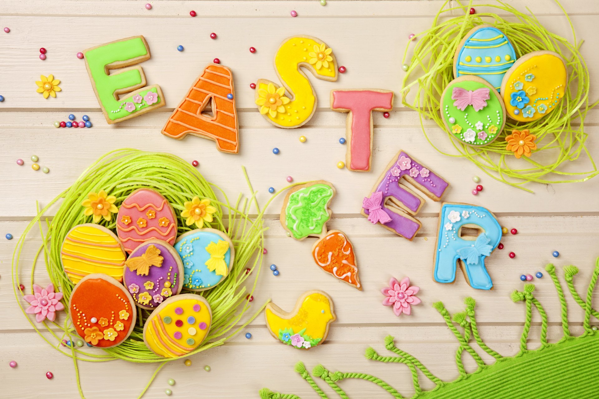 easter cookies pastel holiday decoration sweet colorful eggs letters glaze spring