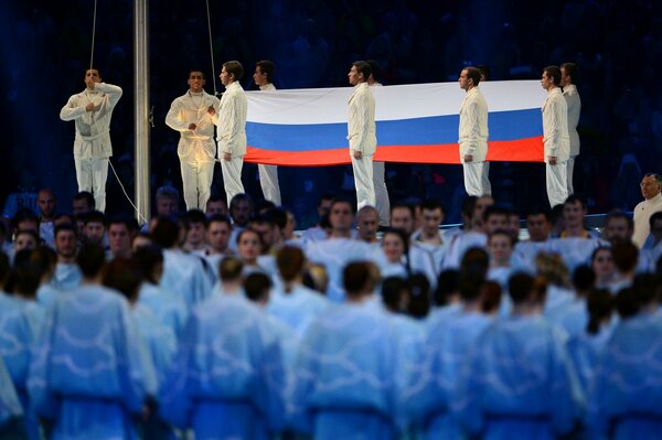 Die Olympischen Spiele von Sotschi sind 2014. Flagge Russlands