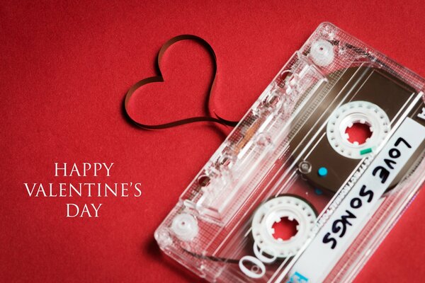 Lustiges nostalgisches Bild zum Valentinstag, mit Vintage-Audiokassette