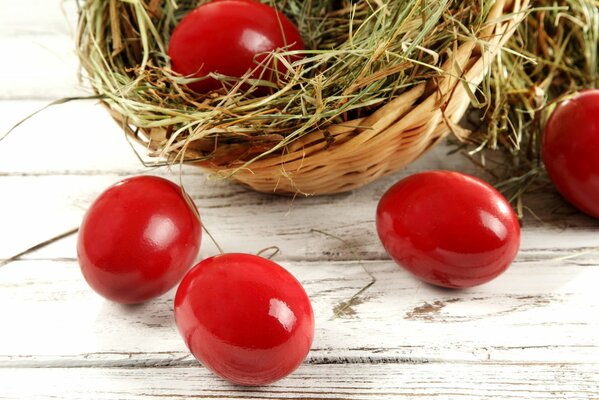 Beautiful red Easter eggs