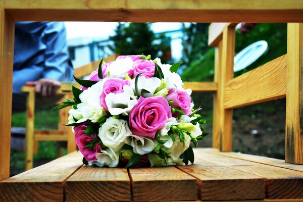 Wedding bouquet on the table