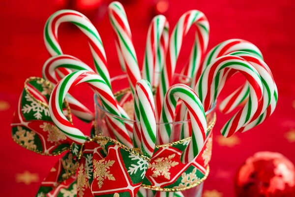 Christmas New Year green and red lollipops