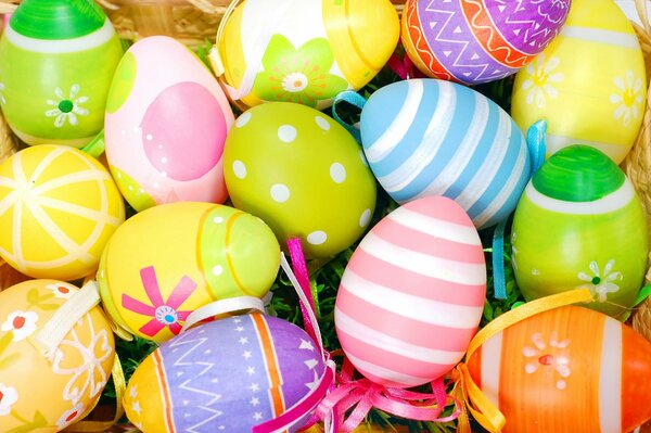 Colorful Easter eggs on the background