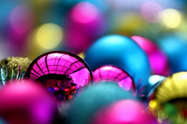 Macro colored Christmas Tree toys