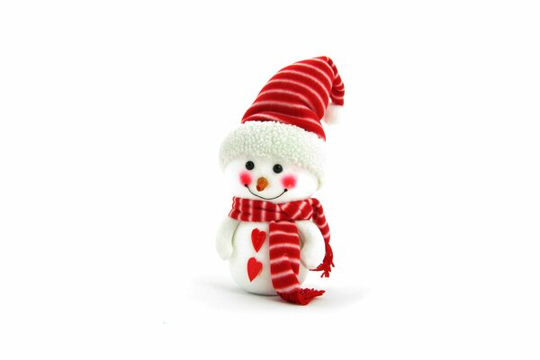 A snowman toy with a red scarf