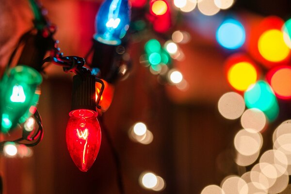 Macro lights of the Christmas garland