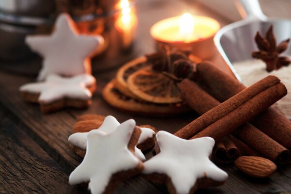 Weihnachten Hintergrund mit Zimt Lebkuchen