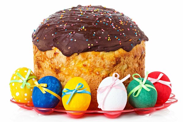 Festive cake with Easter eggs