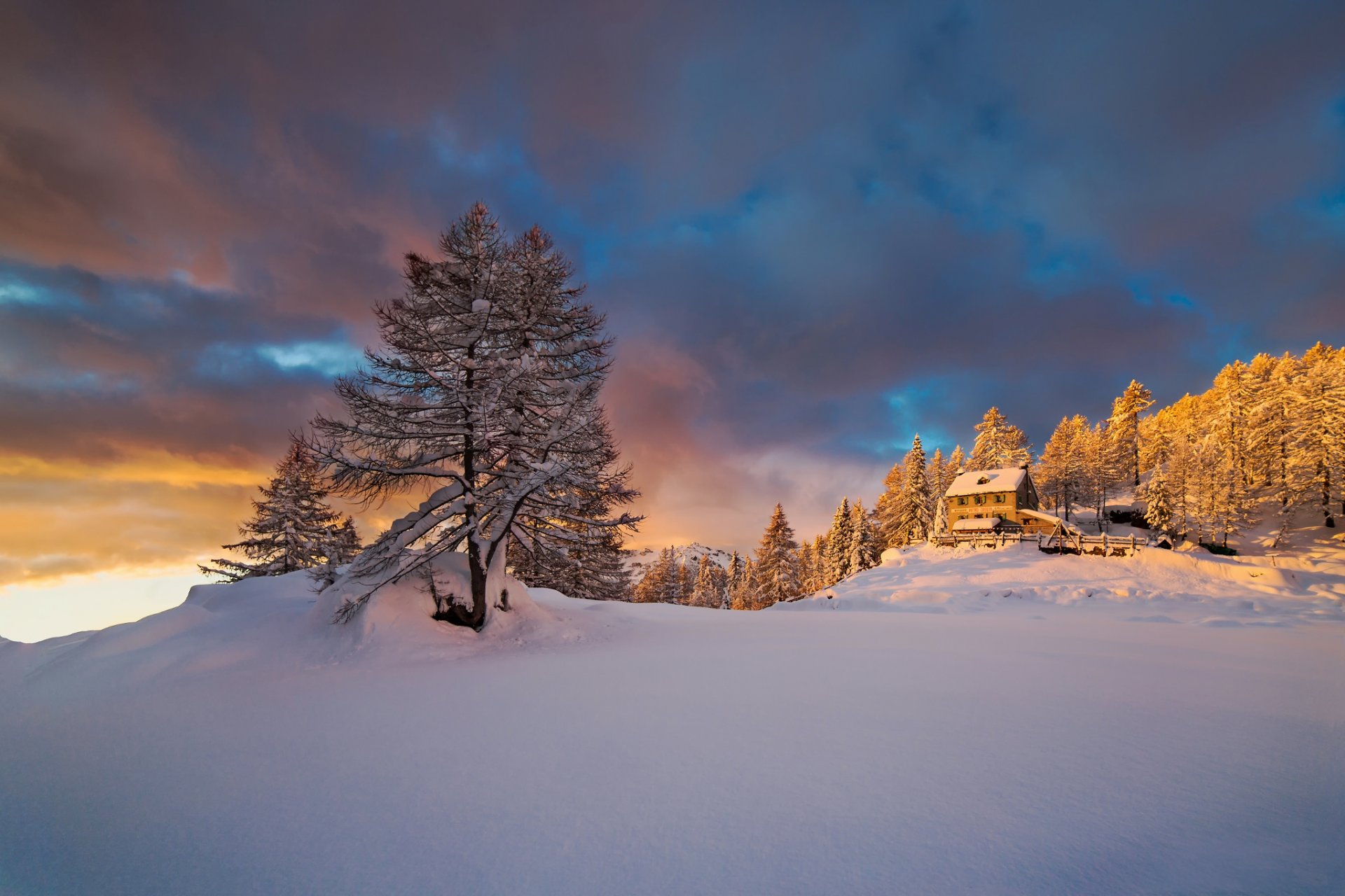 italie piémont montagnes alpes hiver janvier matin neige lumière