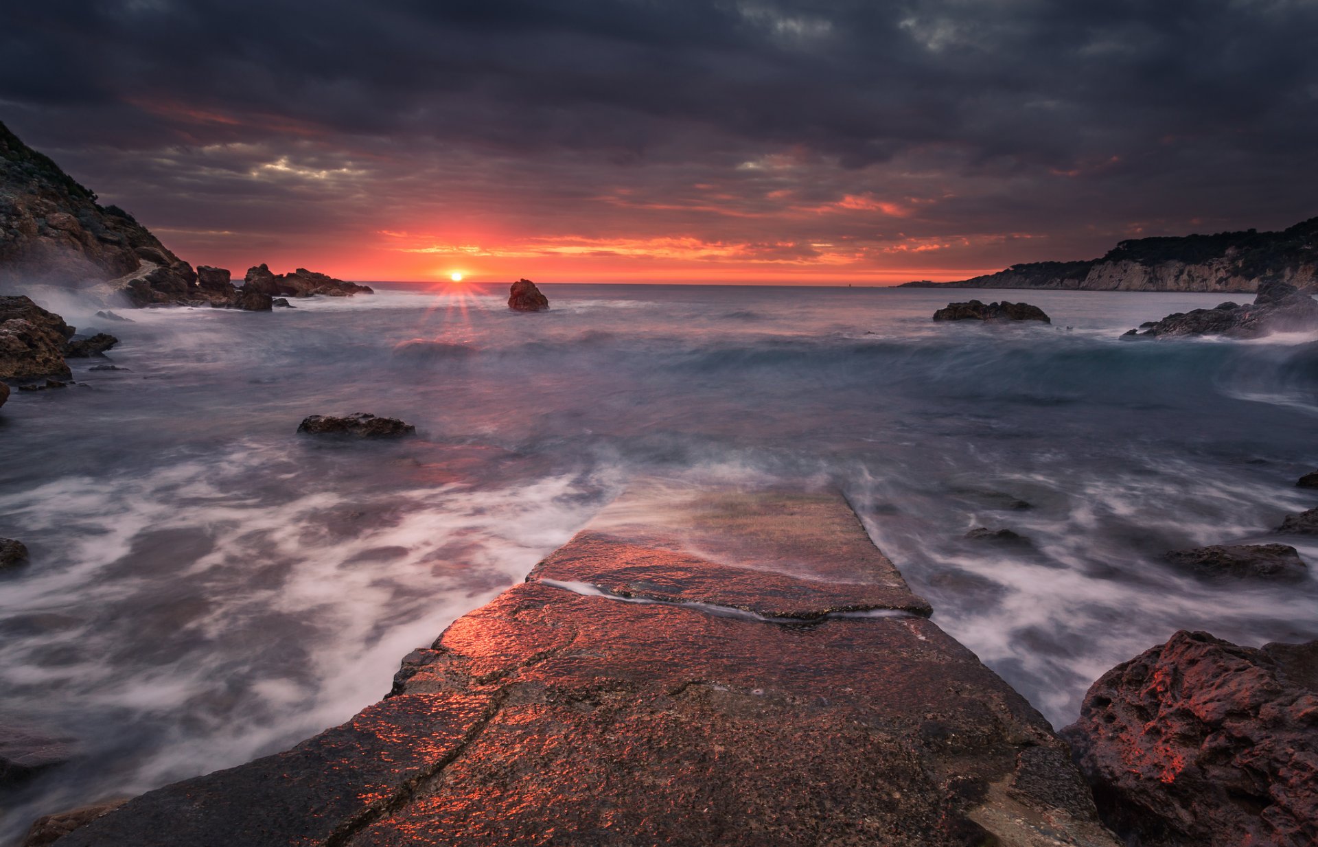 mer baie coucher de soleil