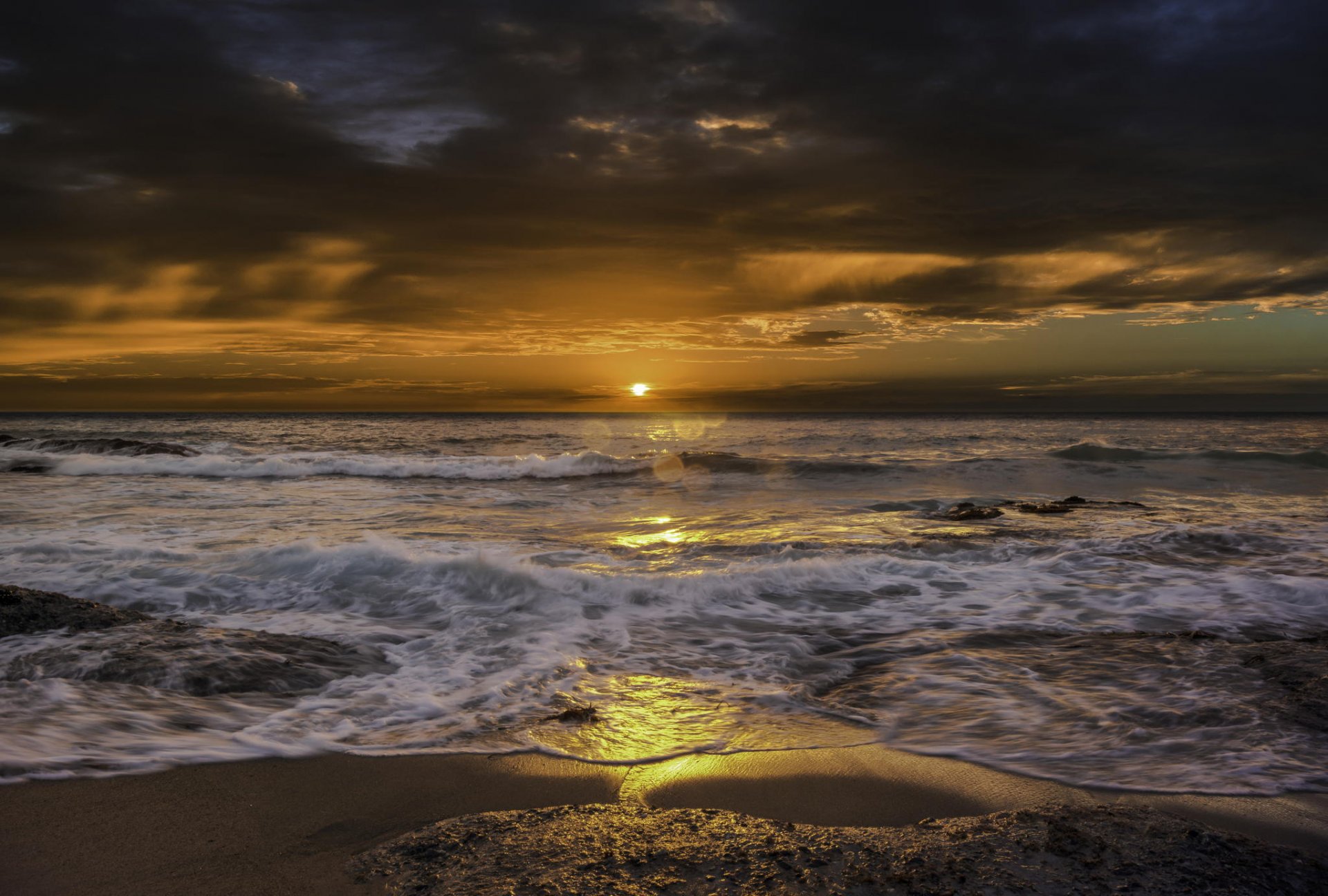 amanecer mar playa olas playa