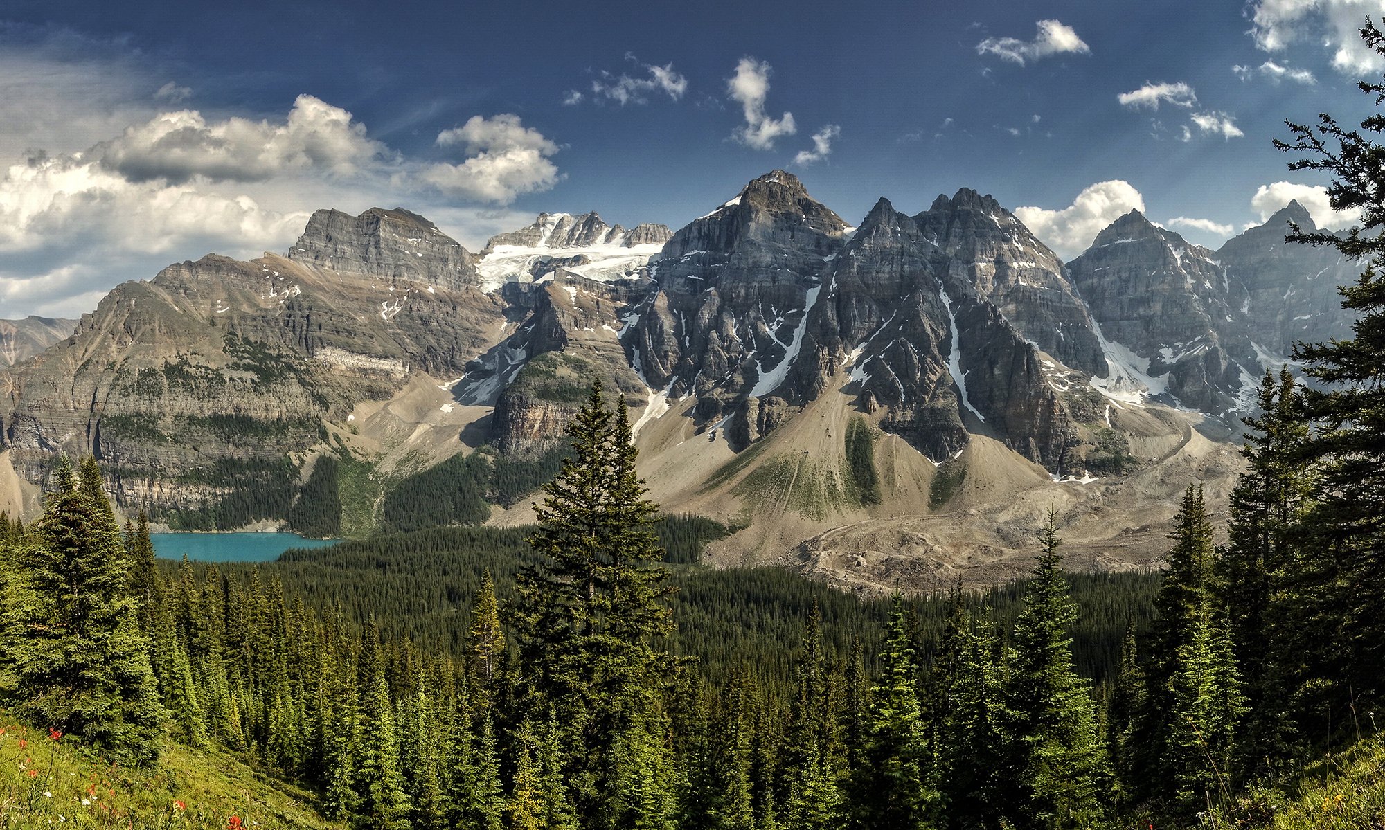 moraine lake valley of the ten peaks banff national park alberta canada lake mountain forest panorama