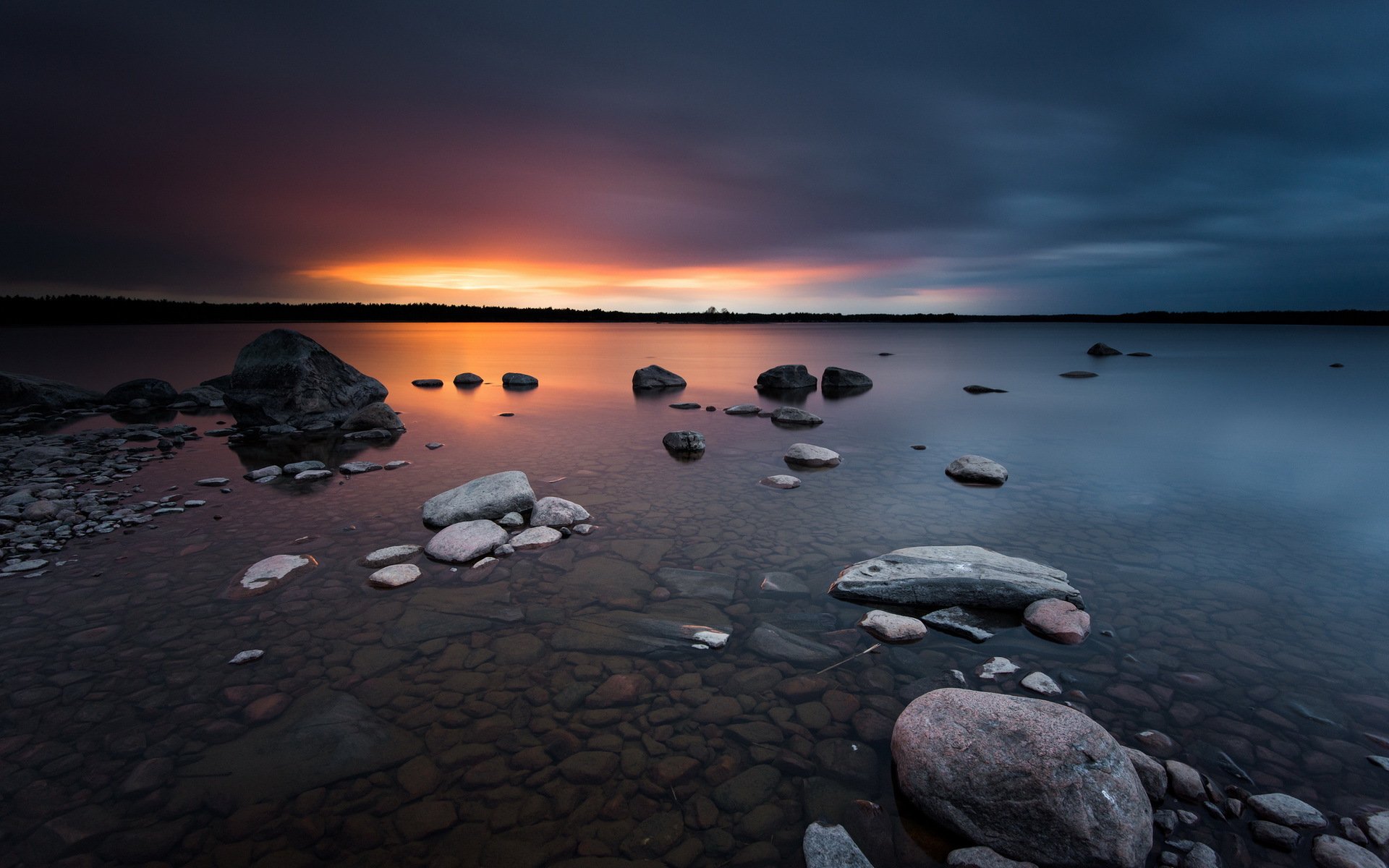 lago noche paisaje