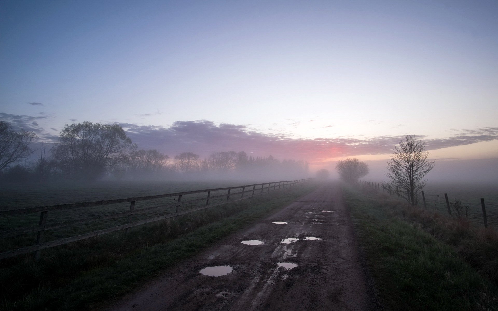 matin route brouillard