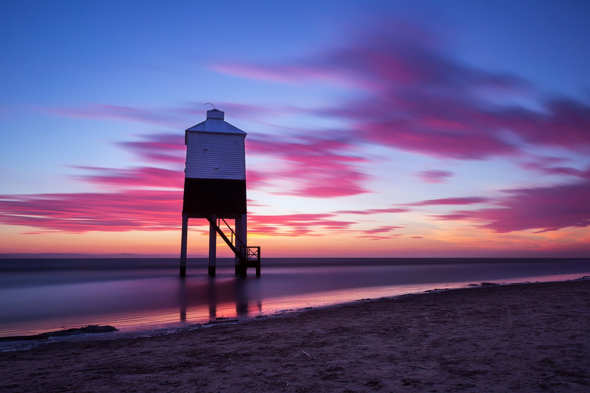 ky clouds sunset night sea extract beach building