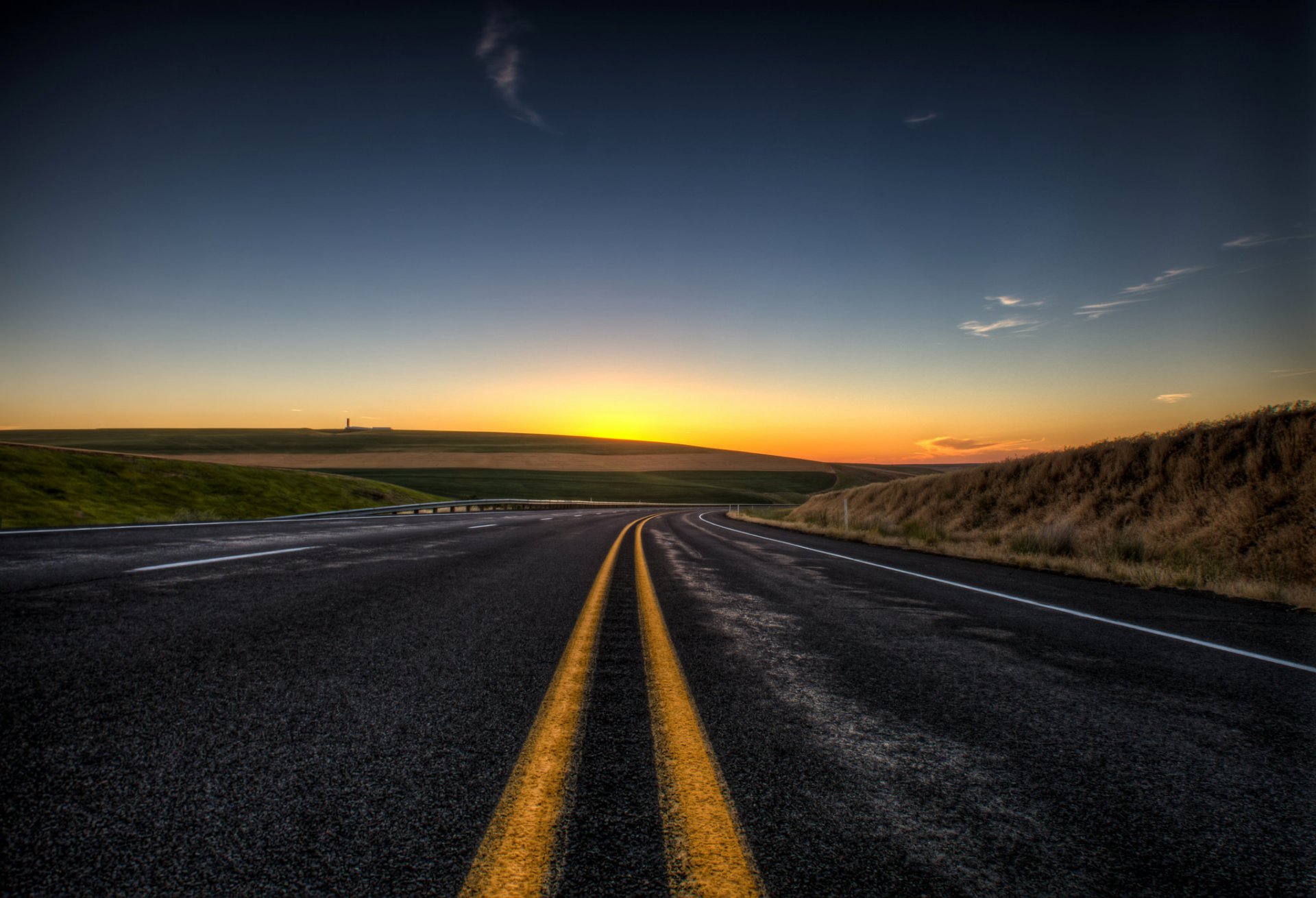 sonnenuntergang straße landschaft