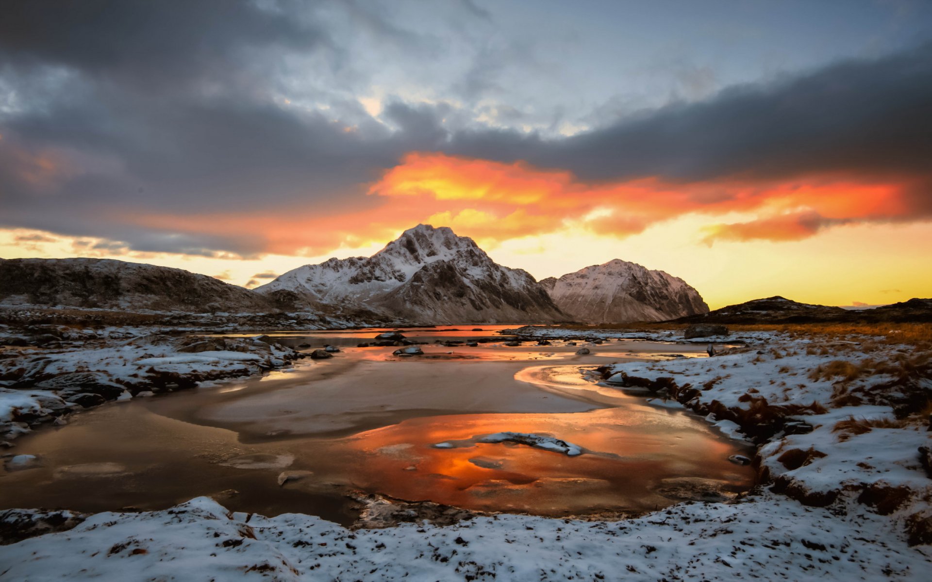 lofoten islands stein liland snow sea