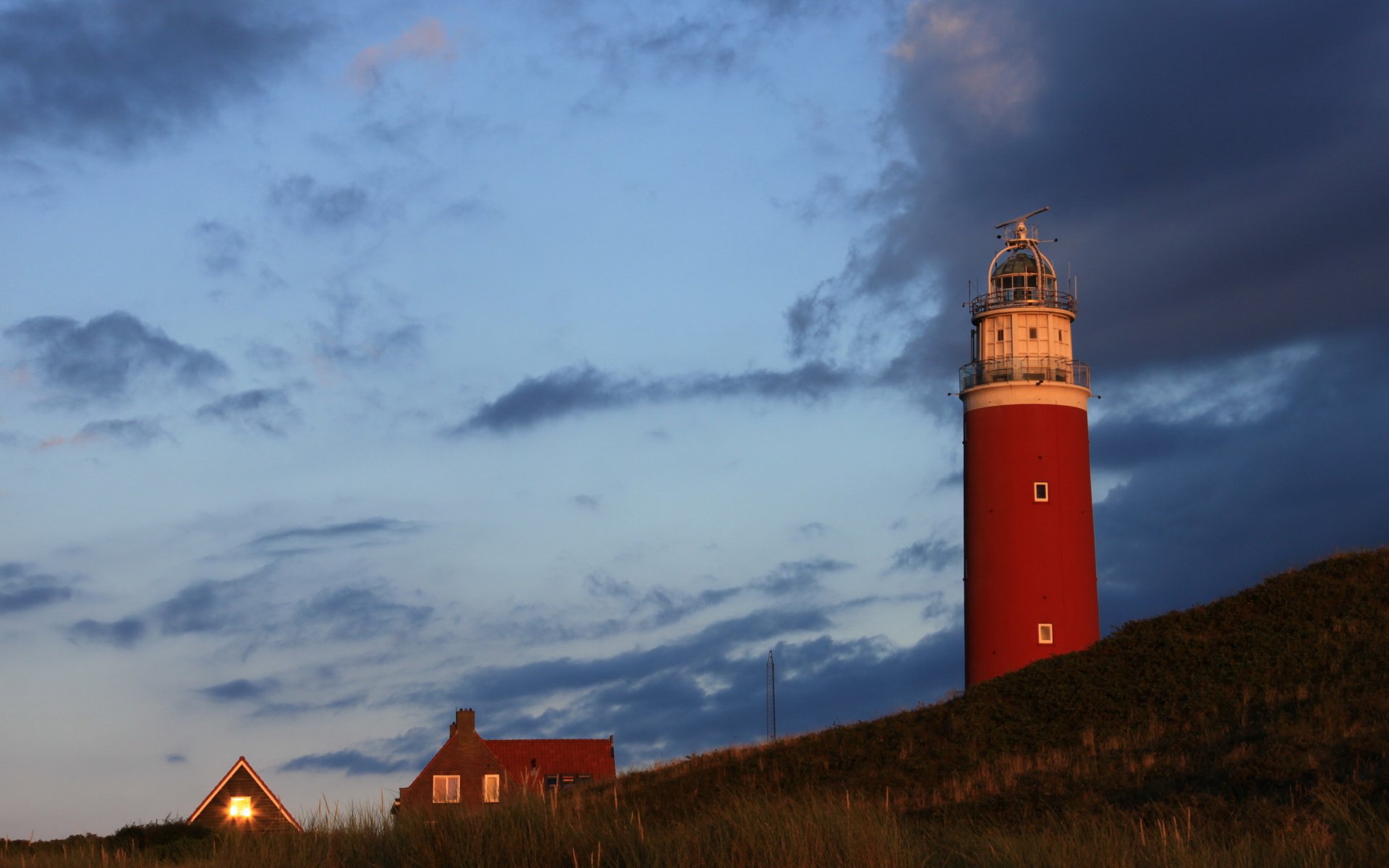 unset light sky lighthouse landscape