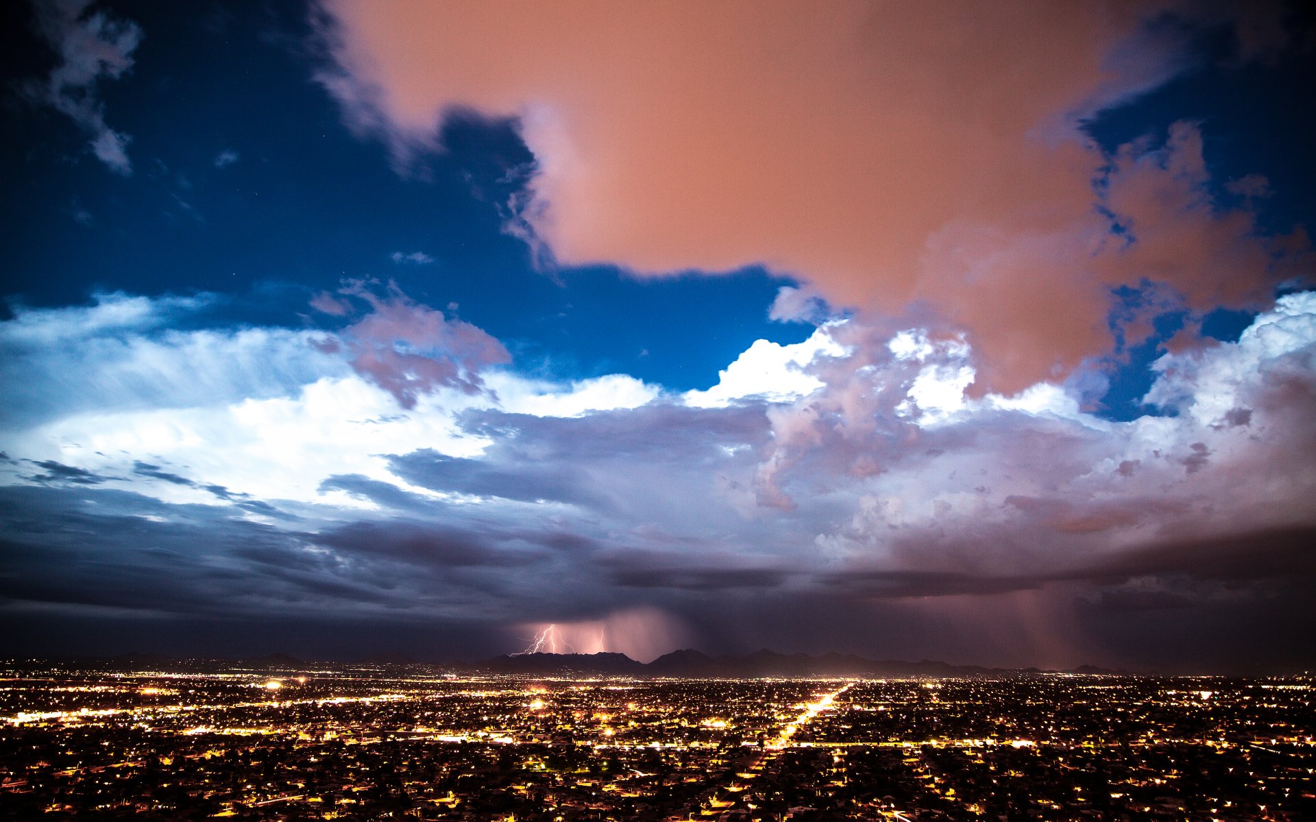 cielo nubes tormenta relámpago tormenta ciudad