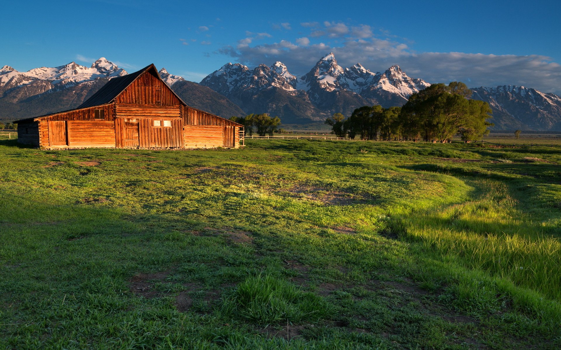 the field mountain house landscape