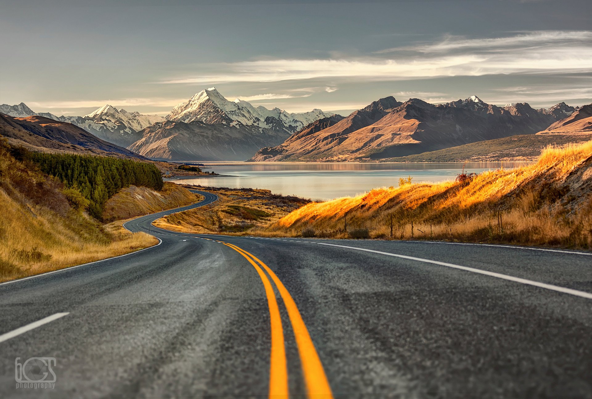 nouvelle-zélande île du sud montagnes alpes du sud route