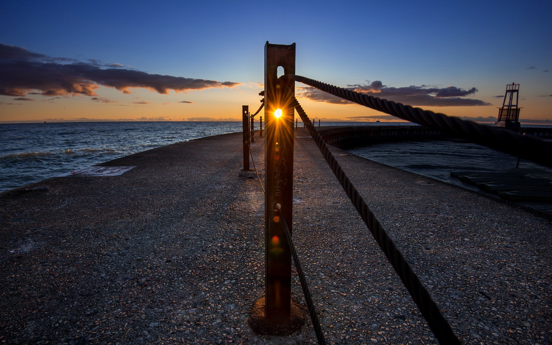 meer sonnenuntergang zaun landschaft