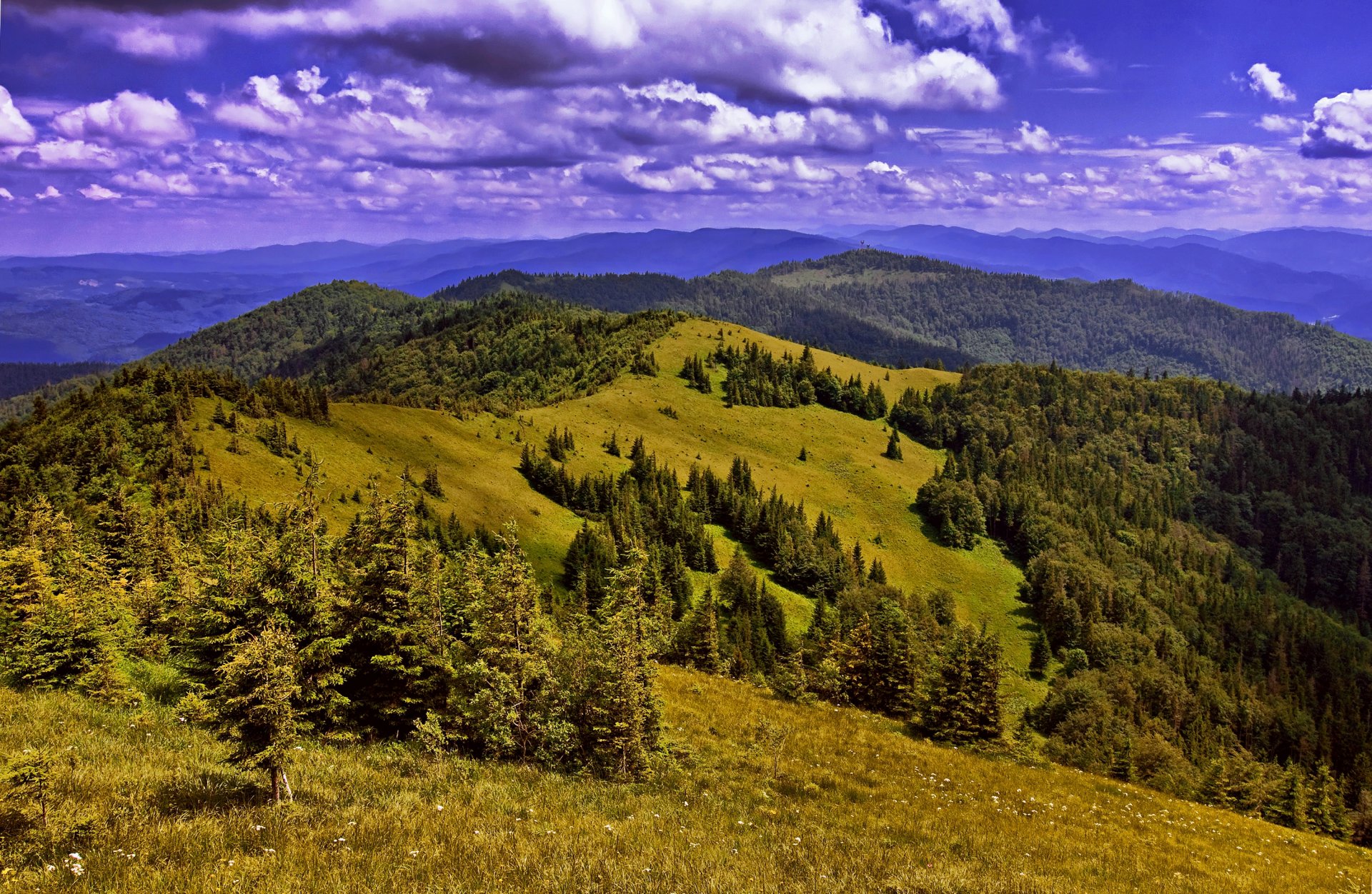 ukraine karpaten berge wälder felder wolken