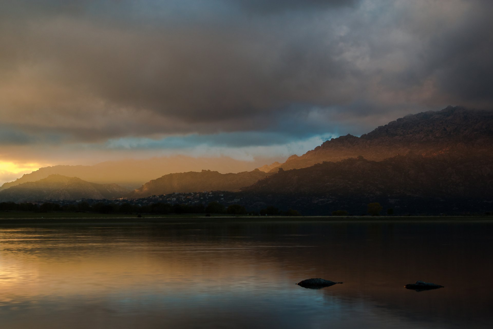 mountain lake forest landscape nature