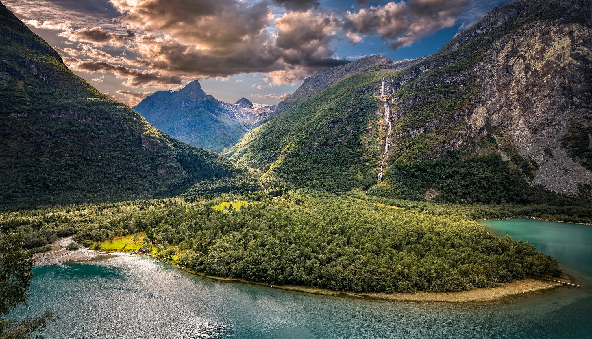 vikane sogn-og norwegen vikane sogn-og-fiurane tal berge see wolken panorama