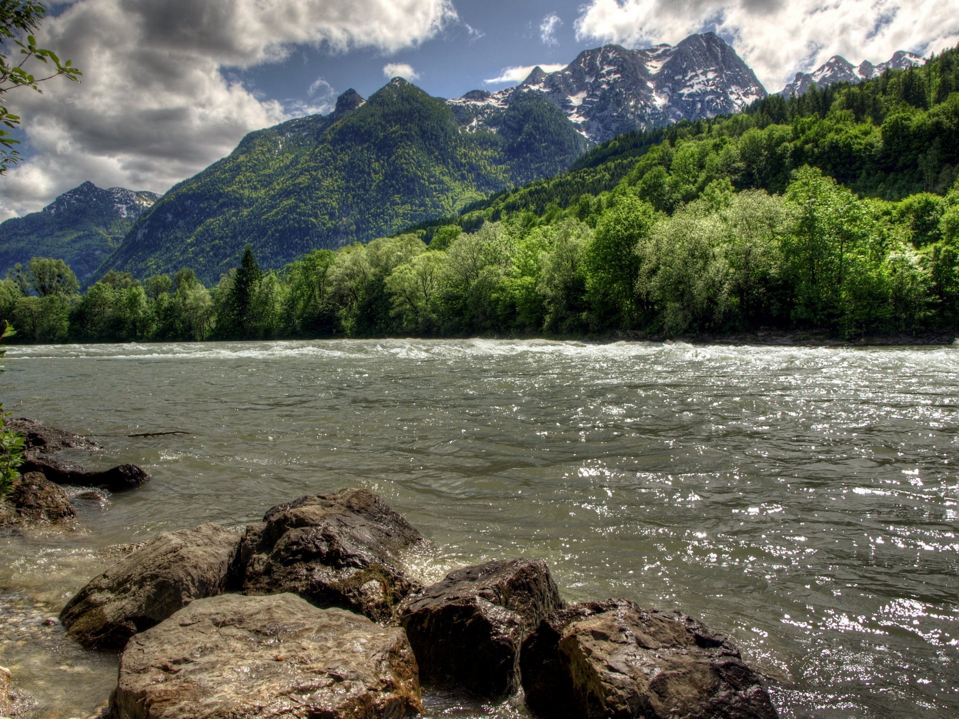 río austria piedras paisaje salzach hdr montañas bosque naturaleza