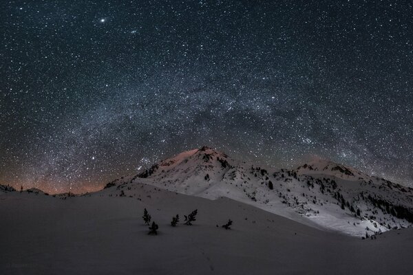 Milky Way snow Mountains