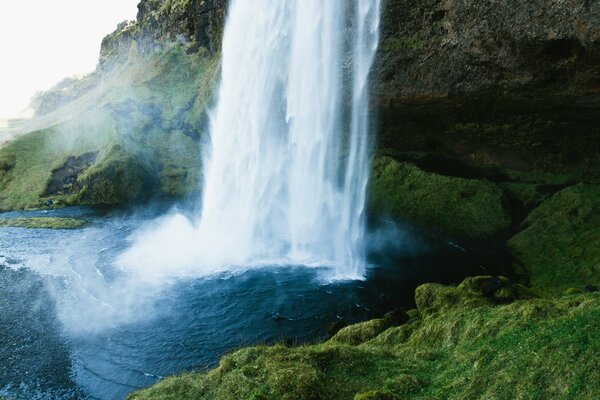 Summer , beautiful waterfall . rocks