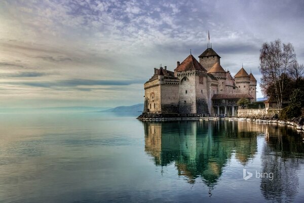 Chillon Castle on the shores of Lake Geneva