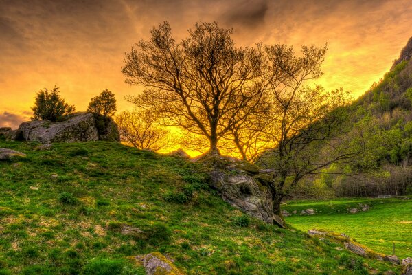 Il cielo e il suo tramonto infuocato