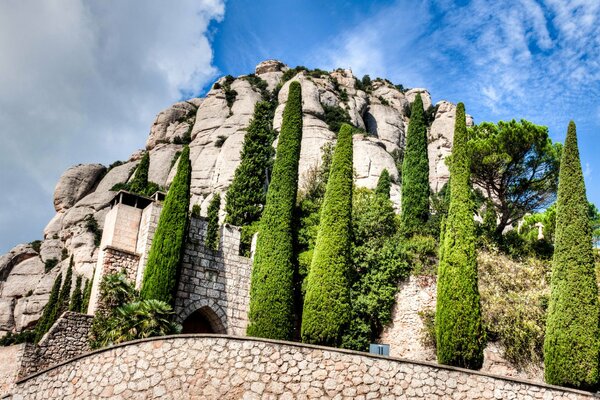 Monserat Monastery in the mountain in Spain