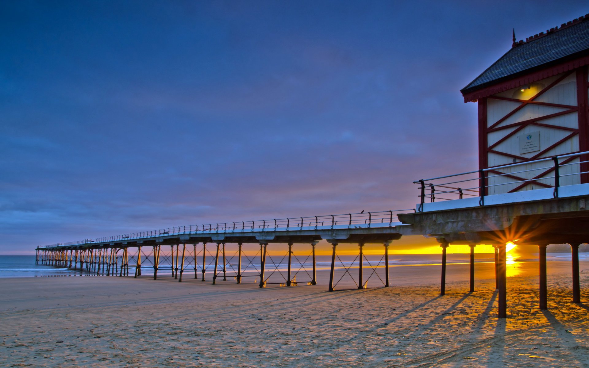 meer sonnenuntergang brücke landschaft