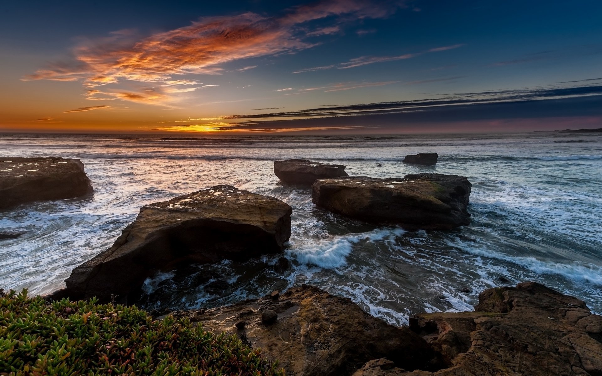 coucher de soleil mer paysage