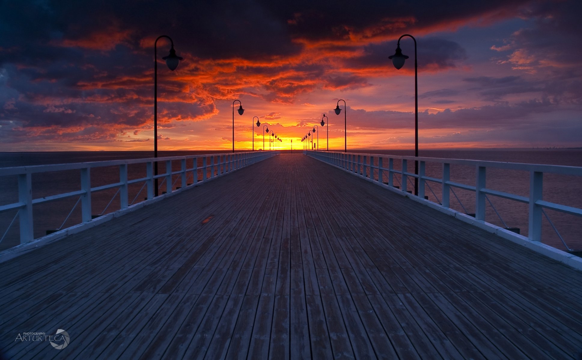 polen ostsee pier abend