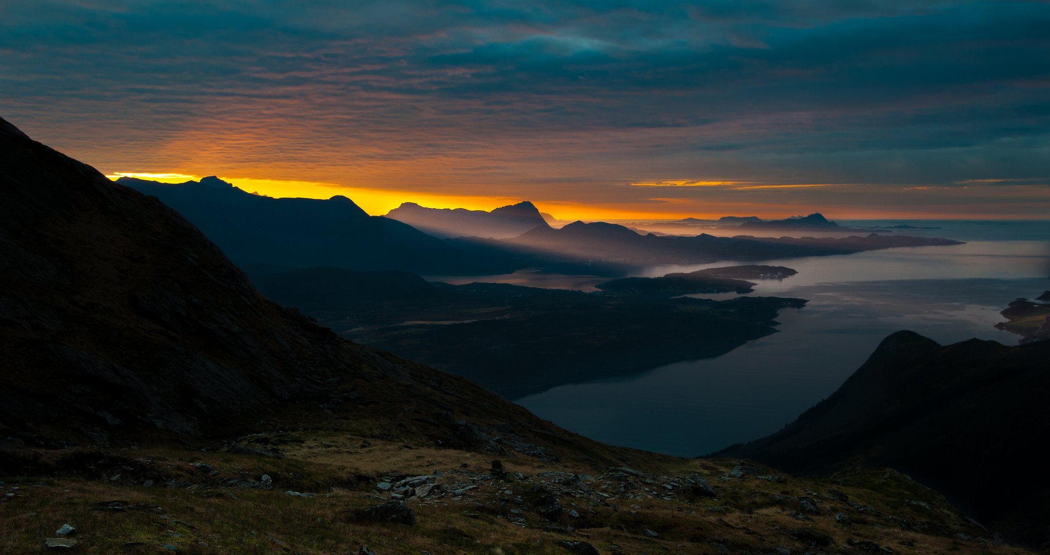 nature mountain sea dawn gulf