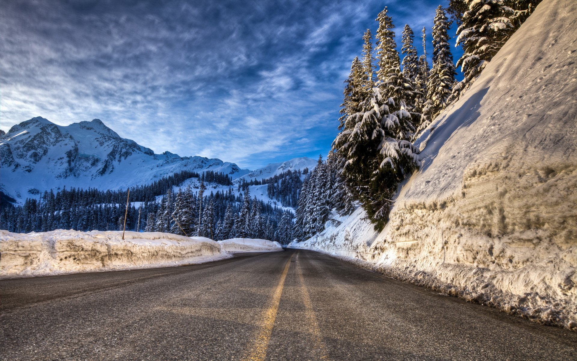 road snow winter landscape