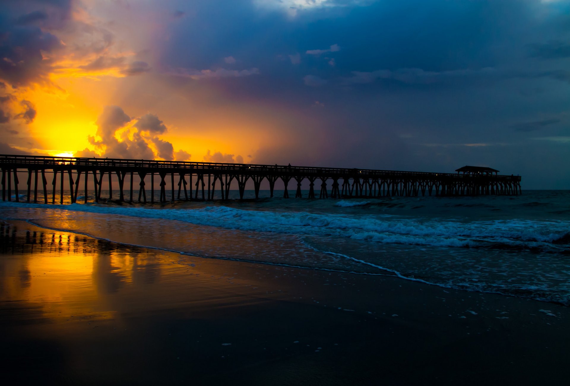 landschaft natur brücke sonnenuntergang schönheit meer