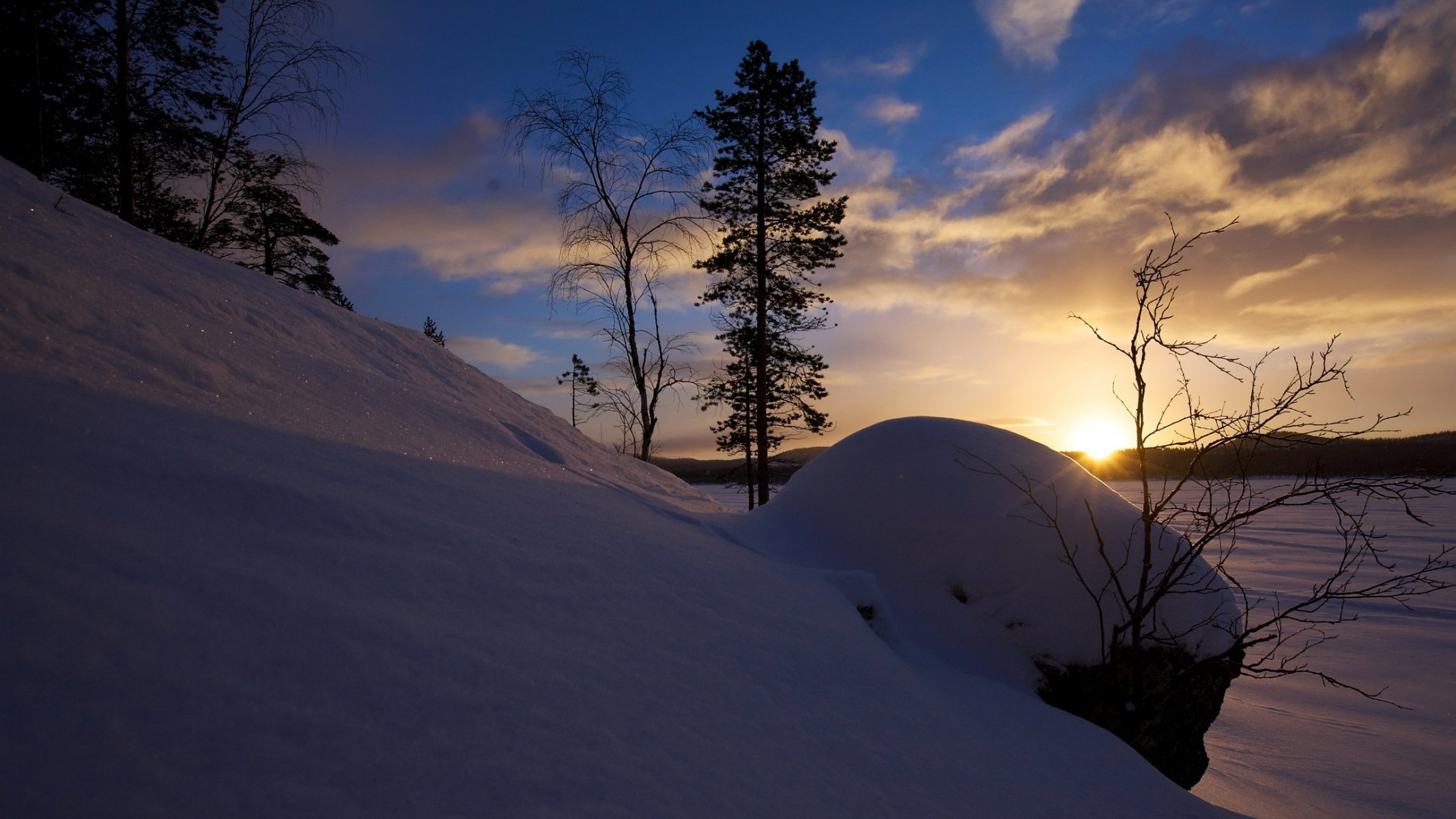 hiver aube coucher de soleil neige nature photo