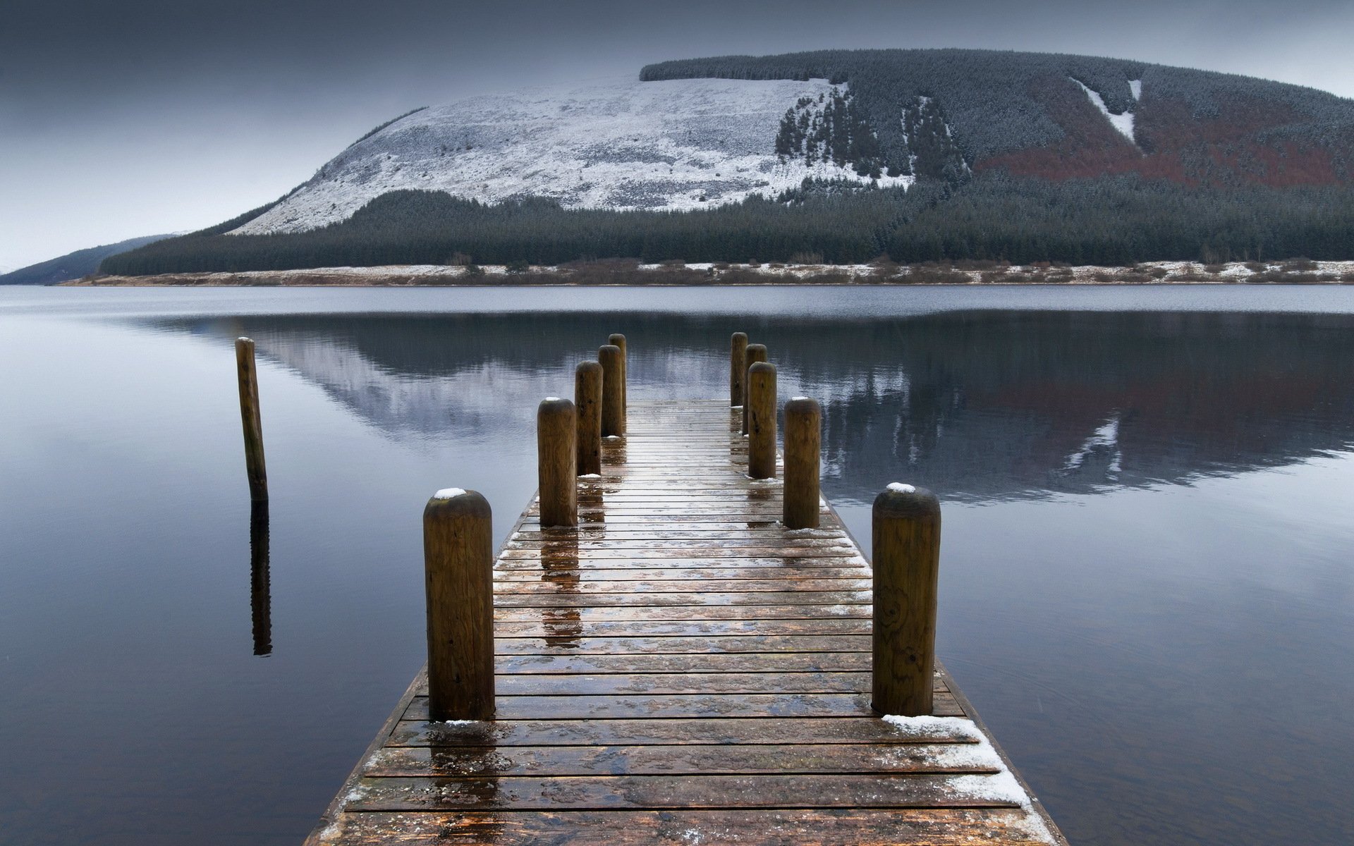 lago puente montaña paisaje