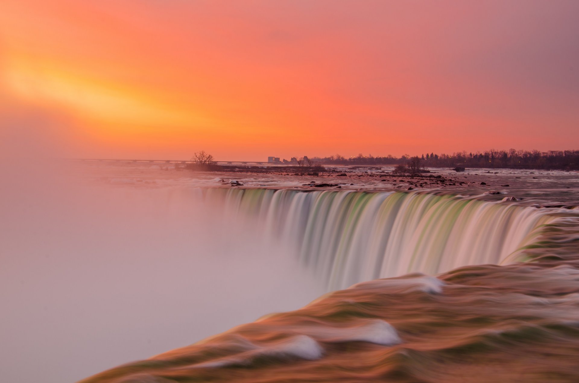 río niágara cascada cielo puesta de sol