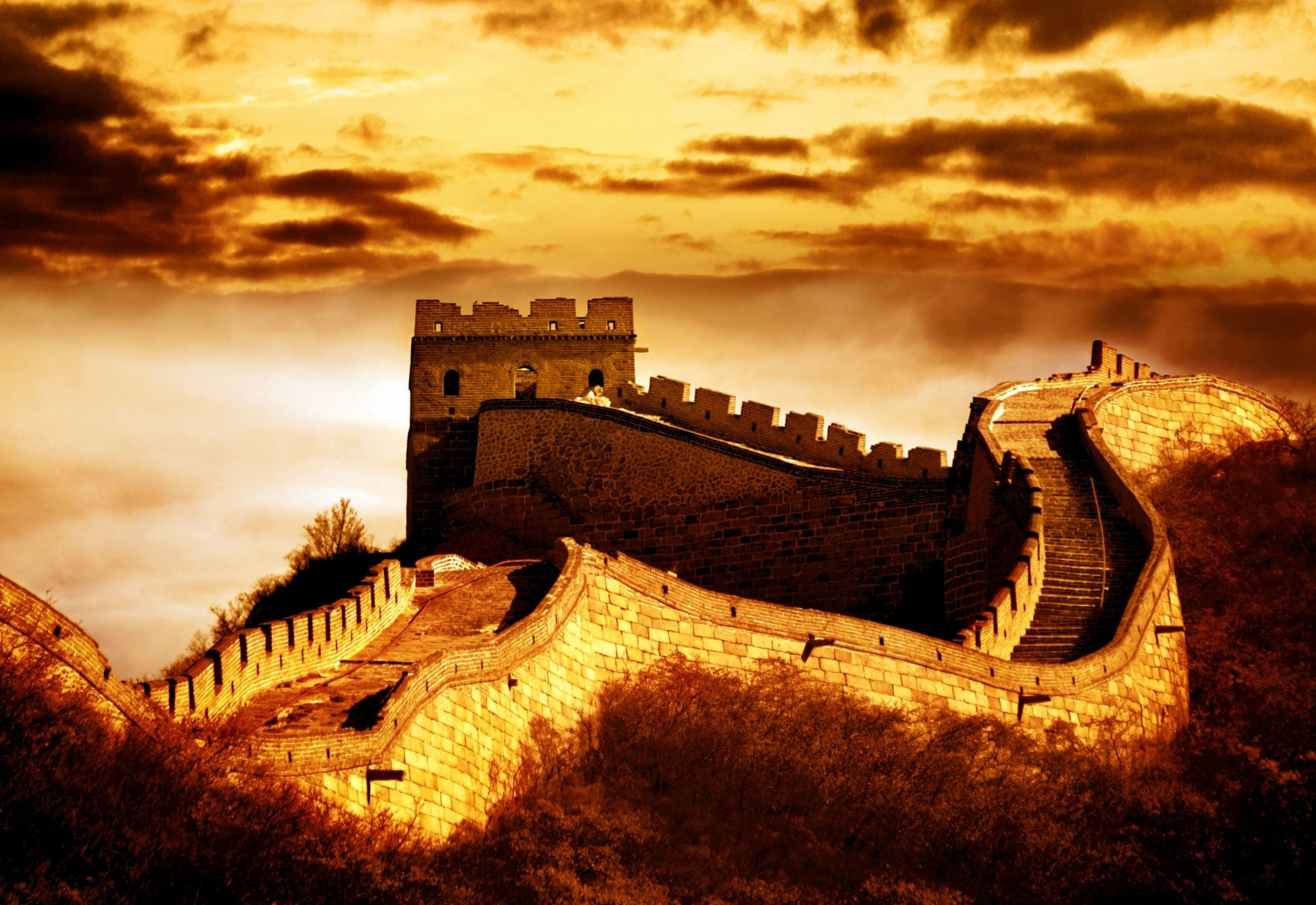 landscape china mountain castle wall watch tower the great wall the great wall of china construction iiivek bc-1644g is one new of the seven wonders of the world summer tourism sports travel my planet blur bokeh hdr wallpaper