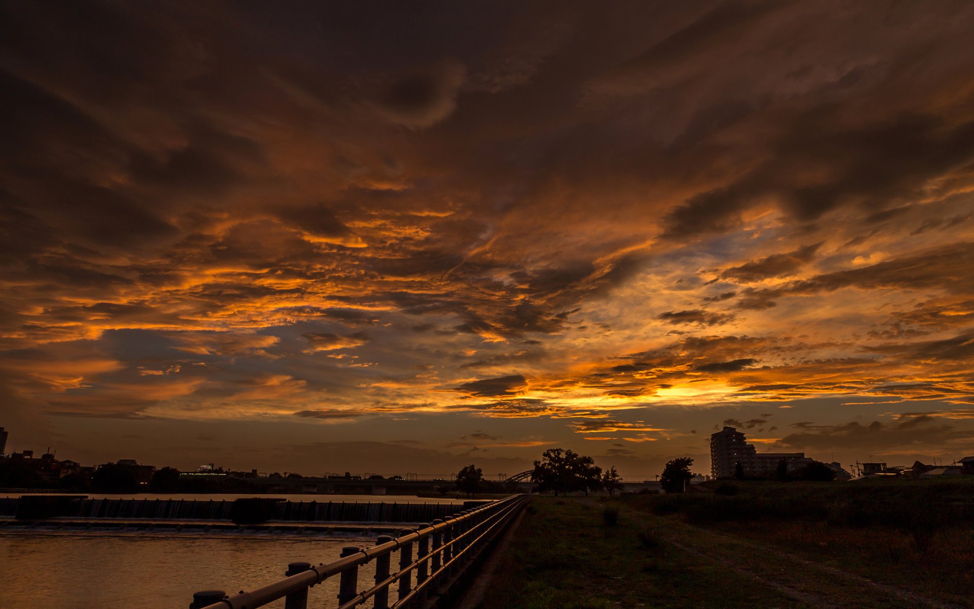 himmel wolken sonnenuntergang horizont bäume silhouette teich