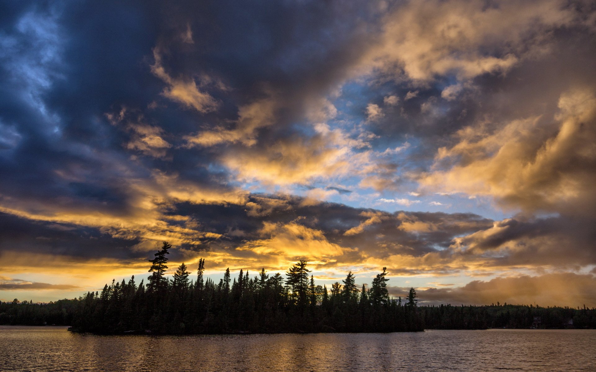 coucher de soleil lac paysage