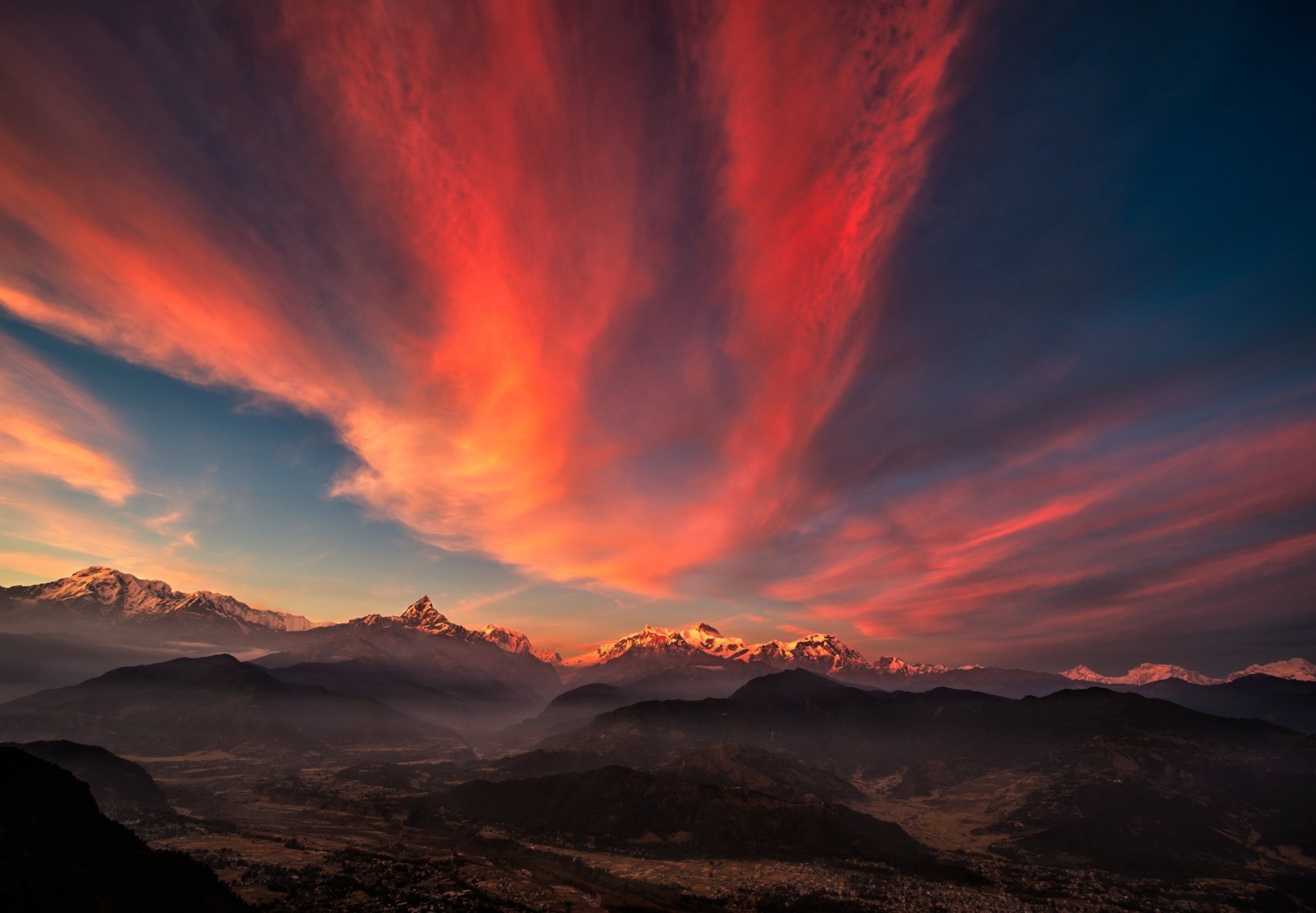 panorama dawn valley mountain tibet