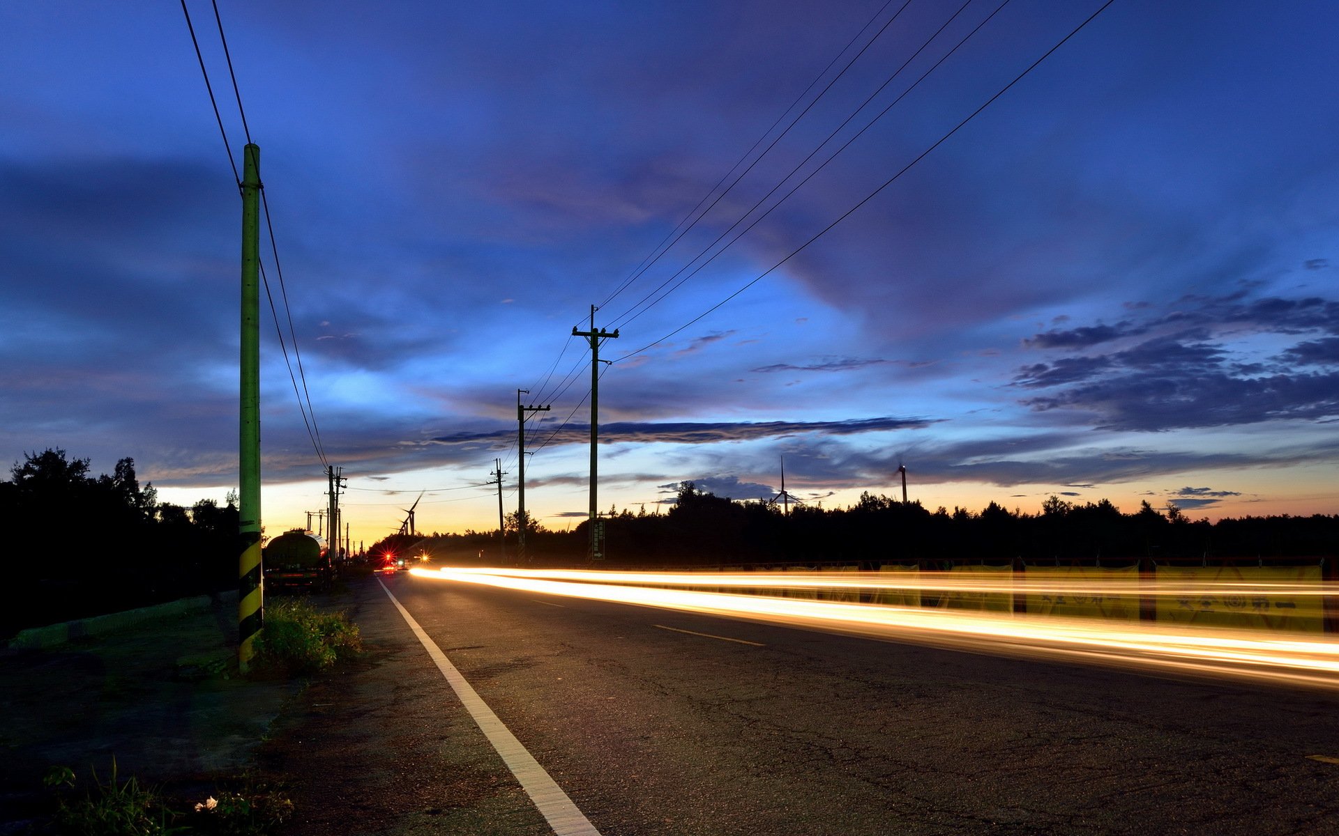 straße nacht licht spur landschaft